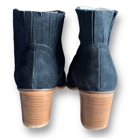 Matt Bernson Black Suede Ankle Boots Stacked Heel Size 8.5 Leather Bootie - Picture 5 of 12